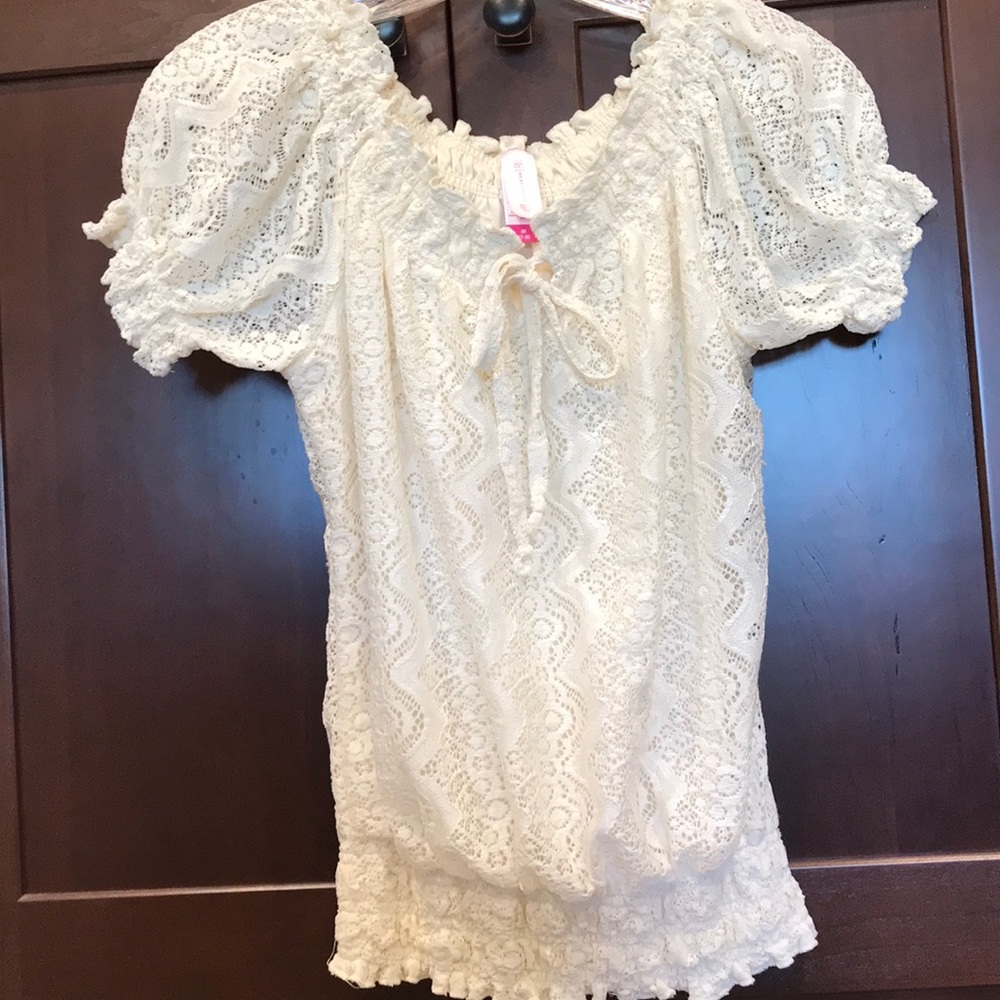 Girls No Boundaries Ivory Puff Sleeve